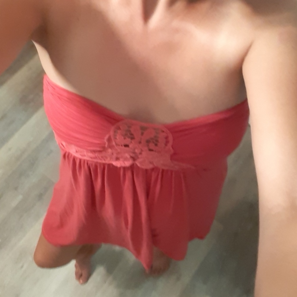 Miami coral pink strapless dress-S